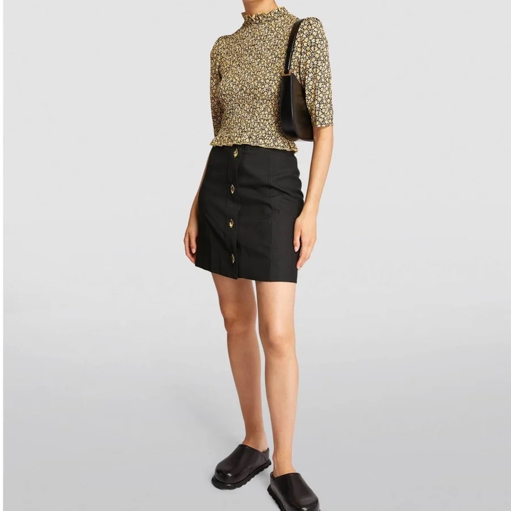 Sandro Puff Sleeve Smocked Top (slightly cropped) Size Small